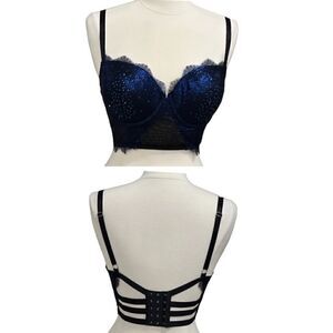 Victoria’s Secret Lightly Lined  Rhinestone Lace Balconette Bra in the Size 34DD